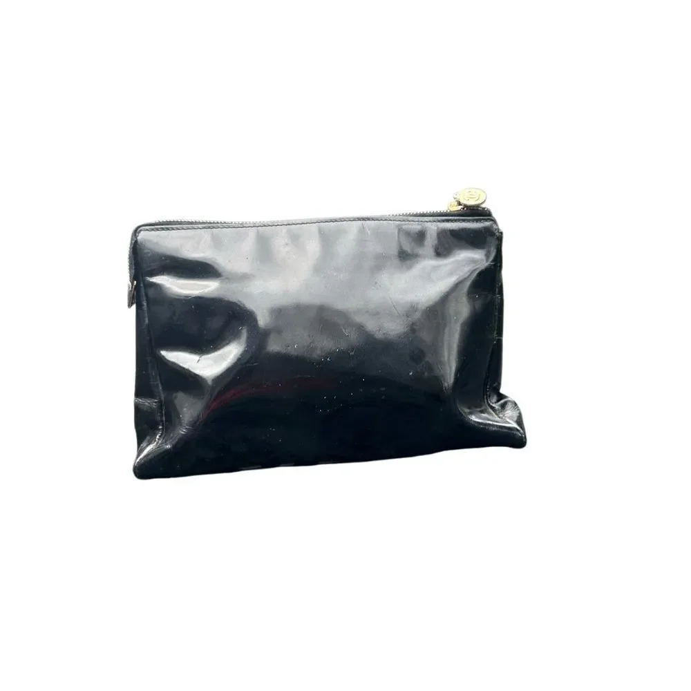 Chanel Black Pouch Bag with Iconic Logo added chain